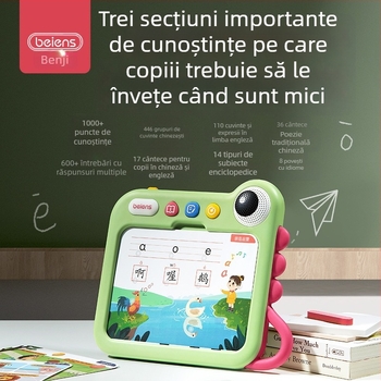 Mașină bilingvă de învățare pentru educație timpurie, cu antrenament de gândire logică, citire de carduri și redare muzicală, alimentare cu baterie litiu.