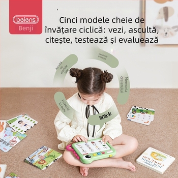 Mașină bilingvă de învățare pentru educație timpurie, cu antrenament de gândire logică, citire de carduri și redare muzicală, alimentare cu baterie litiu.