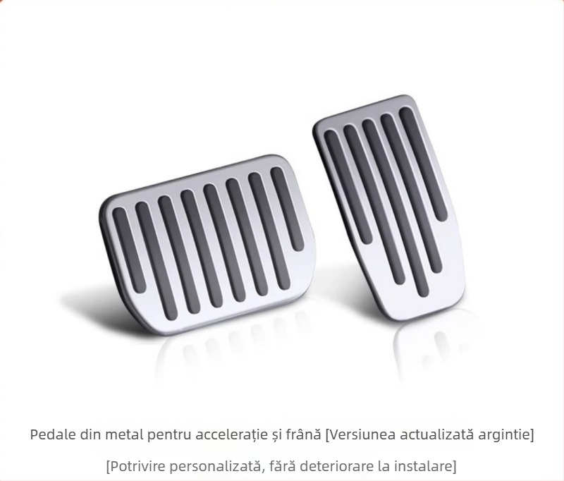 Set accesorii pedale din aliaj de aluminiu pentru Tesla Model 3/Y – accelerație, frână și pedala de sprijin (dead pedal), transmisie automată, model 2025
