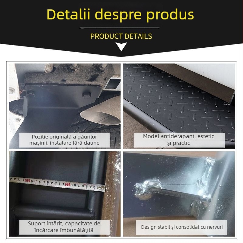 Kit din oțel inoxidabil pentru pedala din spate Foton Tuyao V80: pedală superioară, bara din spate, suport pentru hayon