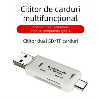 Cititor de carduri Type-C OTG – All-in-One USB 2.0 SD/TF pentru telefon și PC, Carcasă ABS, Model 11006