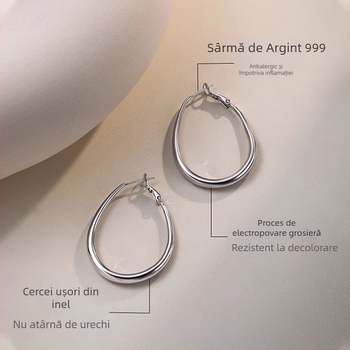 Cercei pentru femei, știft din argint 999, cercuri în formă de picătură de apă, geometrice, placare electroplată, stil ușor luxos