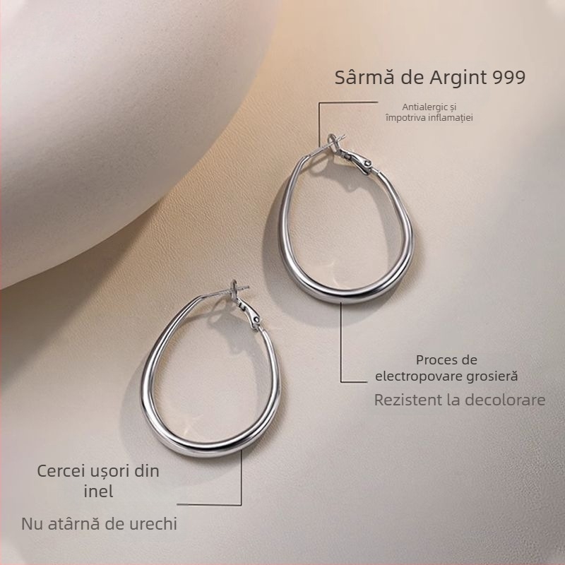 Cercei pentru femei, știft din argint 999, cercuri în formă de picătură de apă, geometrice, placare electroplată, stil ușor luxos