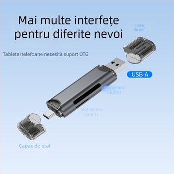 Cititor de carduri pentru cameră – SD și TF, All-in-One, USB 3.0, Viteză înaltă OTG pentru PC și telefon Type-C