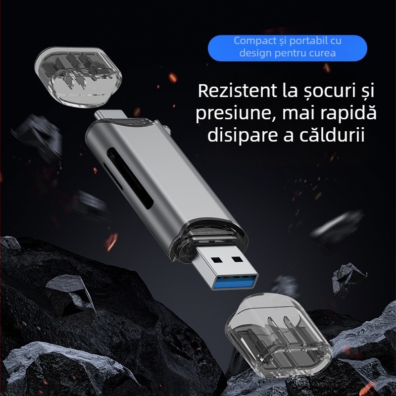 Cititor de carduri pentru cameră – SD și TF, All-in-One, USB 3.0, Viteză înaltă OTG pentru PC și telefon Type-C