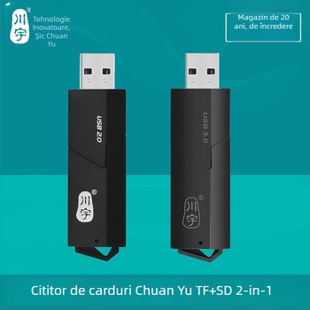 Cititor de carduri USB 3.0 pentru microSD/TF/SD — extern, din plastic, model Chuanyu C307