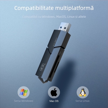 Cititor de carduri USB 3.0 pentru microSD/TF/SD — extern, din plastic, model Chuanyu C307