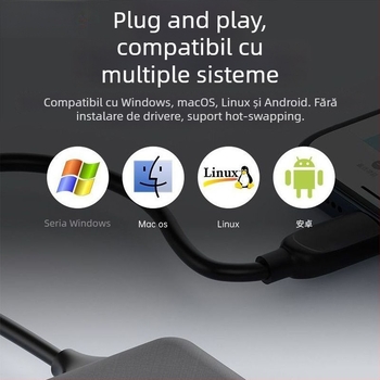 Cititor All-In-One Type-C USB pentru carduri – Suport TF • Interfață USB 2.0 • Nu este OEM • Fără siglă