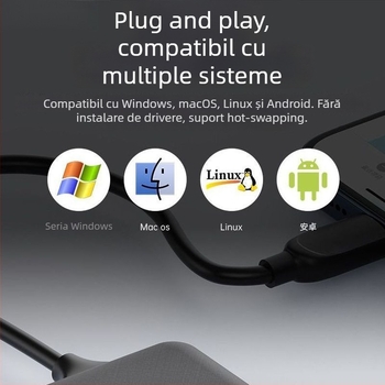 Cititor All-In-One Type-C USB pentru carduri – Suport TF • Interfață USB 2.0 • Nu este OEM • Fără siglă