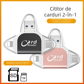Cititor de carduri metal cu patru porturi, USB 2.0, SD/TF — Model U003