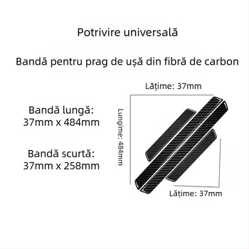 Protecție prag ușă auto din fibră de carbon – autocolant, anti-zgârieturi, decor interior pentru modificări