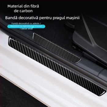 Protecție prag ușă auto din fibră de carbon – autocolant, anti-zgârieturi, decor interior pentru modificări