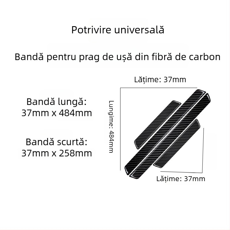 Protecție prag ușă auto din fibră de carbon – autocolant, anti-zgârieturi, decor interior pentru modificări