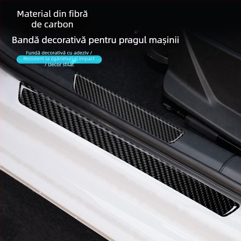 Protecție prag ușă auto din fibră de carbon – autocolant, anti-zgârieturi, decor interior pentru modificări