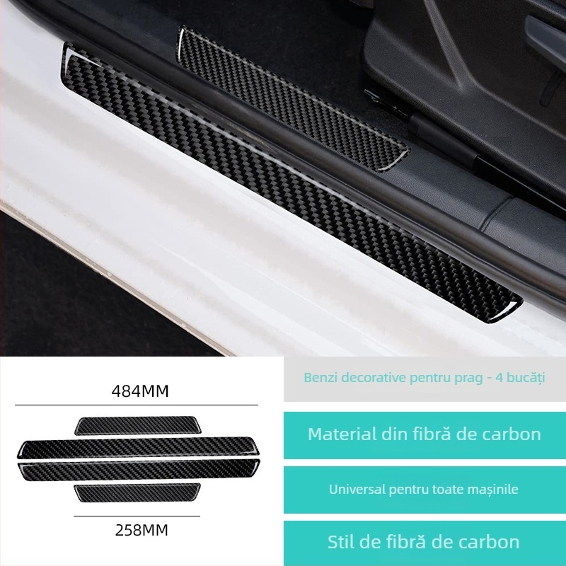Protecție prag ușă auto din fibră de carbon – autocolant, anti-zgârieturi, decor interior pentru modificări
