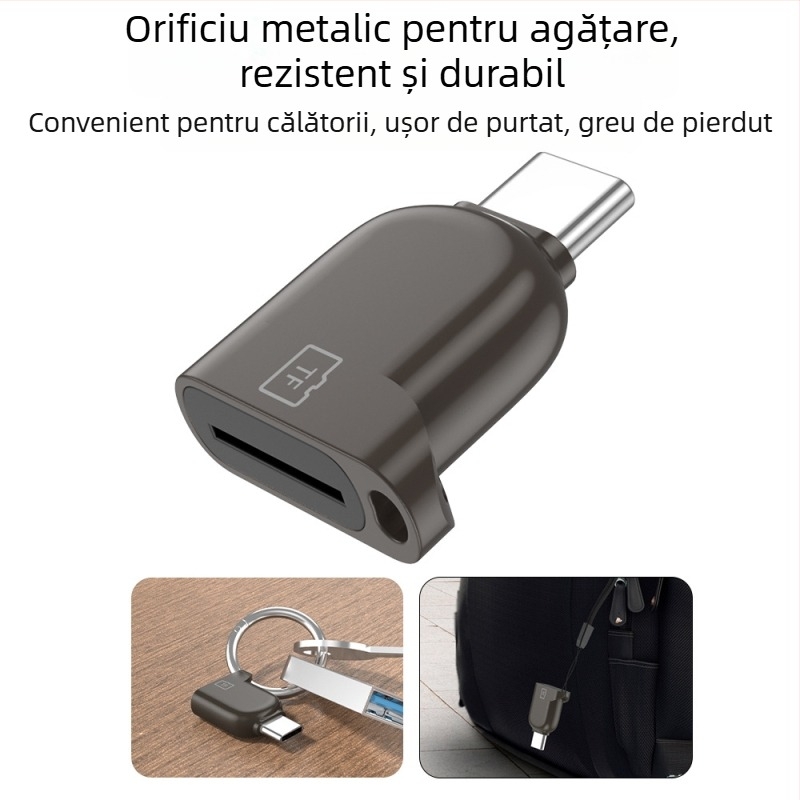 HD698 Cititor TF Type-C pentru Android — Mini, USB 2.0/3.0, Carcasă din aliaj de zinc
