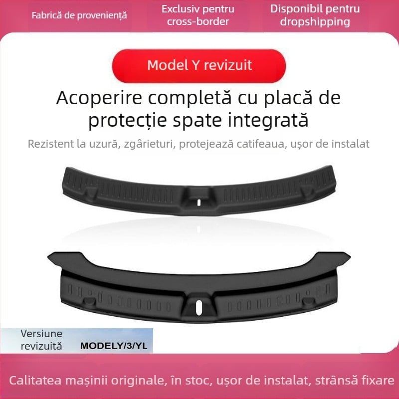 Tesla Model Y Bandă prag portbagaj cu protecție completă, panou de protecție și pedala din plastic