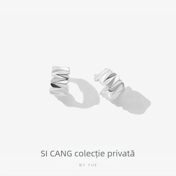 Cercei geometrici din cupru, placare electroplatinată, Ainella, pentru femei