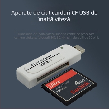 Cititor CF pentru carduri USB 2.0 — Model C201, Montaj extern, Suport CF, Carcasă ignifugă