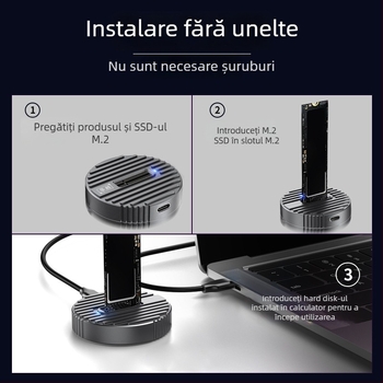 Carcasă externă M.2 NVMe/SATA SSD – USB 3.0, Suport MicroSD, Model D21, Greutate 35,34 g