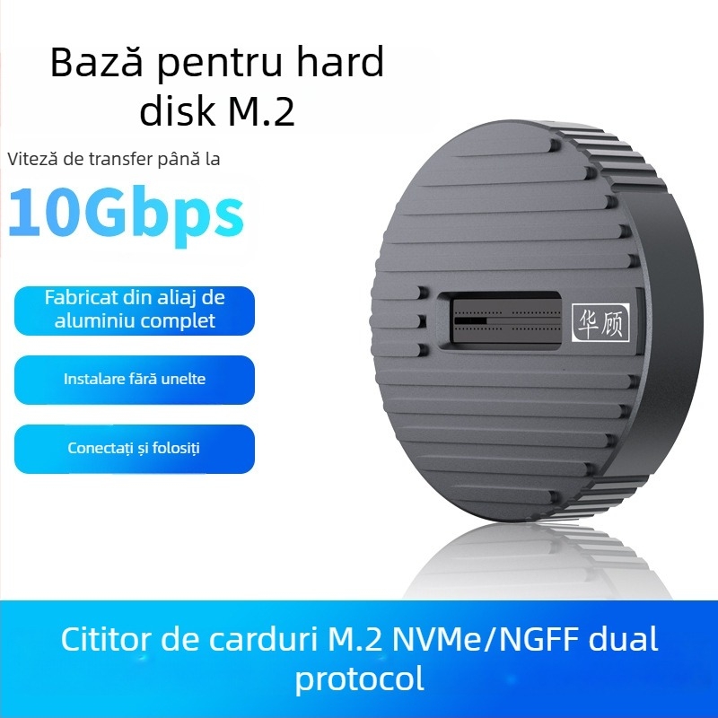 Carcasă externă M.2 NVMe/SATA SSD – USB 3.0, Suport MicroSD, Model D21, Greutate 35,34 g