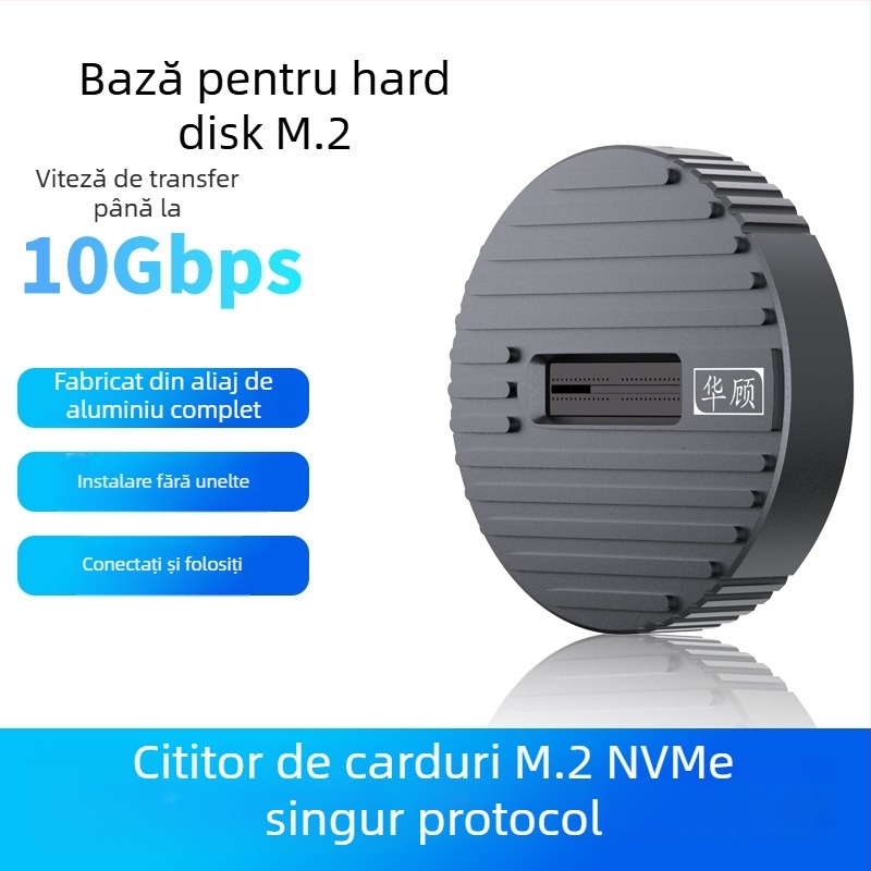 Carcasă externă M.2 NVMe/SATA SSD – USB 3.0, Suport MicroSD, Model D21, Greutate 35,34 g