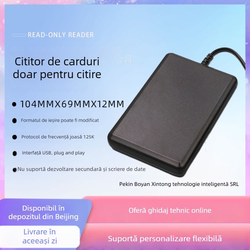 BY-1101 Cititor fără contact EM/ID, 125 kHz – detecție 3–10 cm, timp de citire 1–2 s