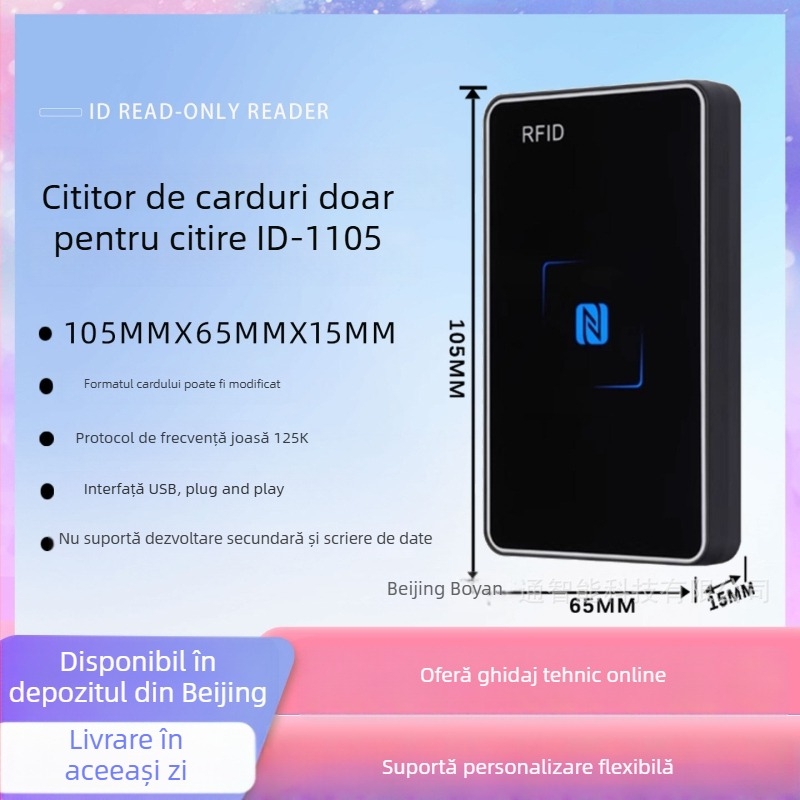 BY-1101 Cititor fără contact EM/ID, 125 kHz – detecție 3–10 cm, timp de citire 1–2 s