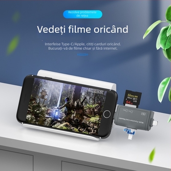 Cititor de carduri 7 în 1 — Compatibil cu Apple Type-C, dispozitive Android și PC-uri; interfață USB 2.0; suport TF card; OTG 3.0 multi-funcțional; plug-and-play