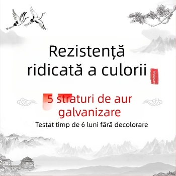 Cercei placati cu aur, design geometric, montură cu pietre, inspirație chineză cu motiv de nori, trend național, pentru femei