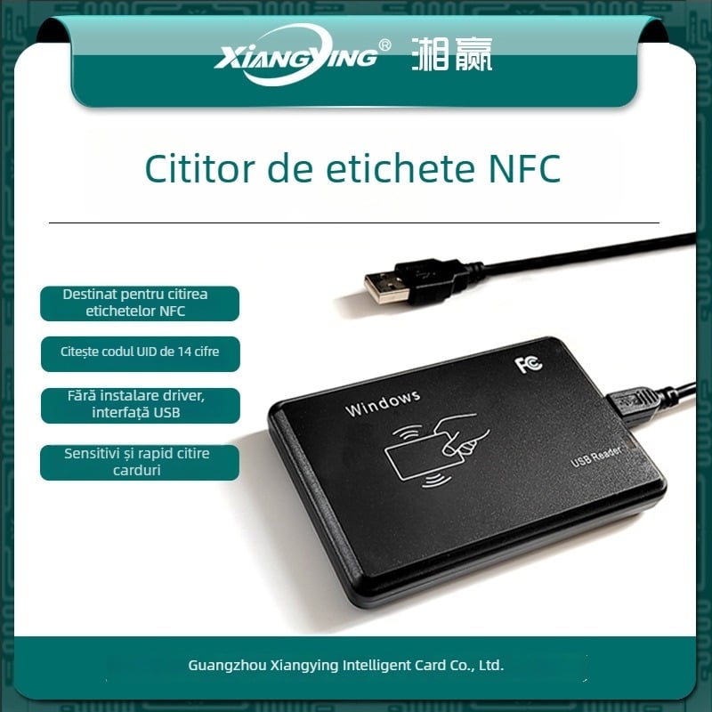 Cititor/ scriitor NFC pentru NTAG213/215/216, 13,56 MHz, rază 3–10 cm, timp de citire 0,1 s