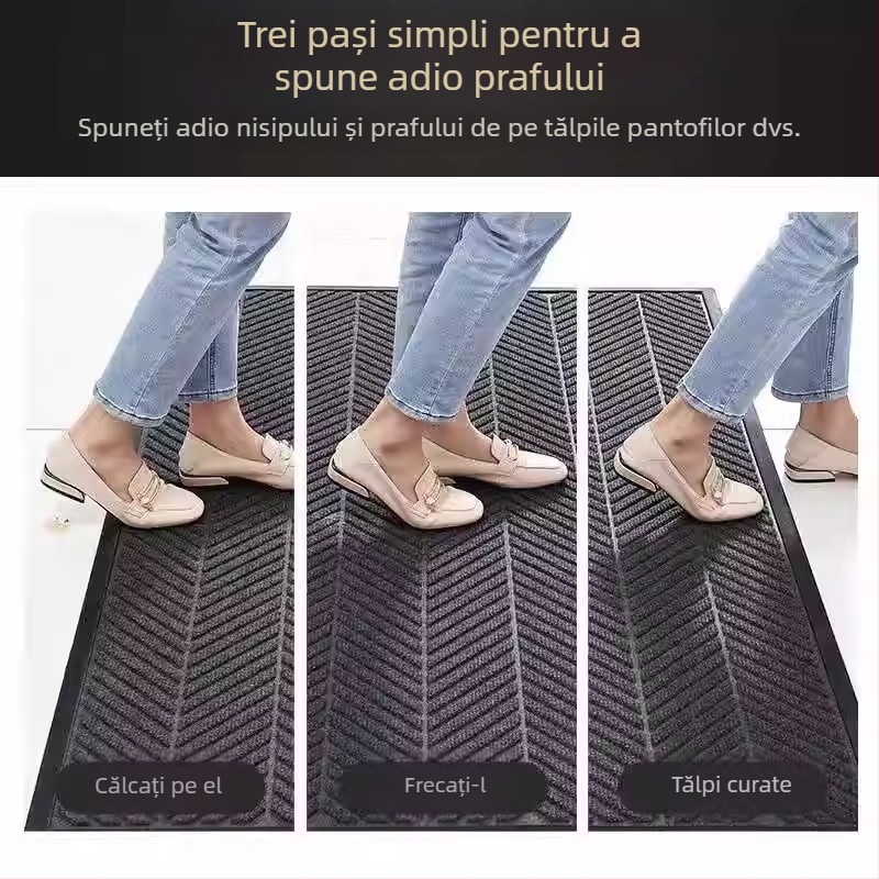Covoraș de intrare pătrat, cu absorbție de apă, model cu dungi, TPE, pentru uz casnic și comercial
