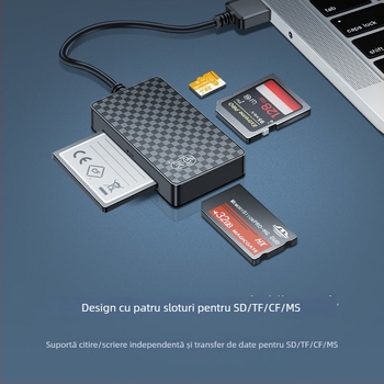 Cititor USB 3.0 de carduri, 4 în 1, MS, CF, SD și TF
