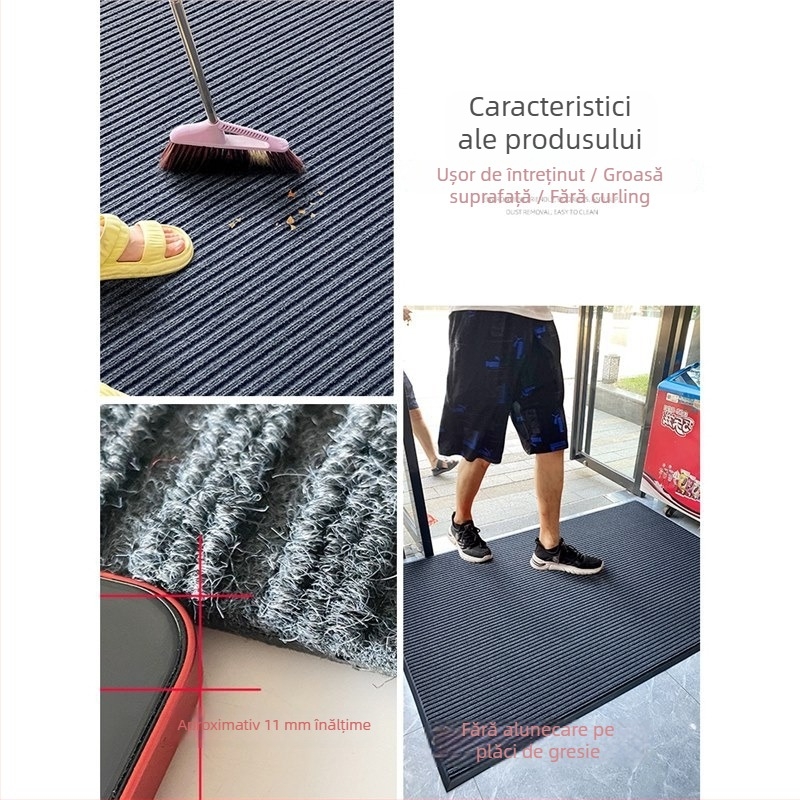 Covoraș de intrare – PVC, pătrat, cu dungi, pentru intrare și spații comerciale, lavabil