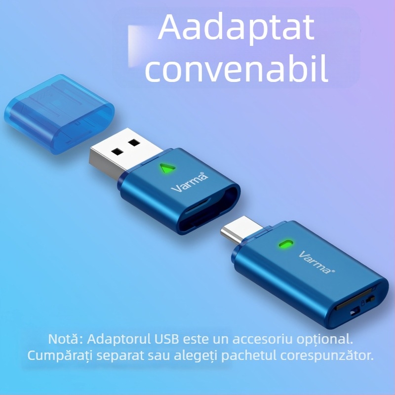 Cititor TF Card USB-C, model C302, corp din aliaj de zinc, USB 3.2 Gen 1, extern, protecție la scriere