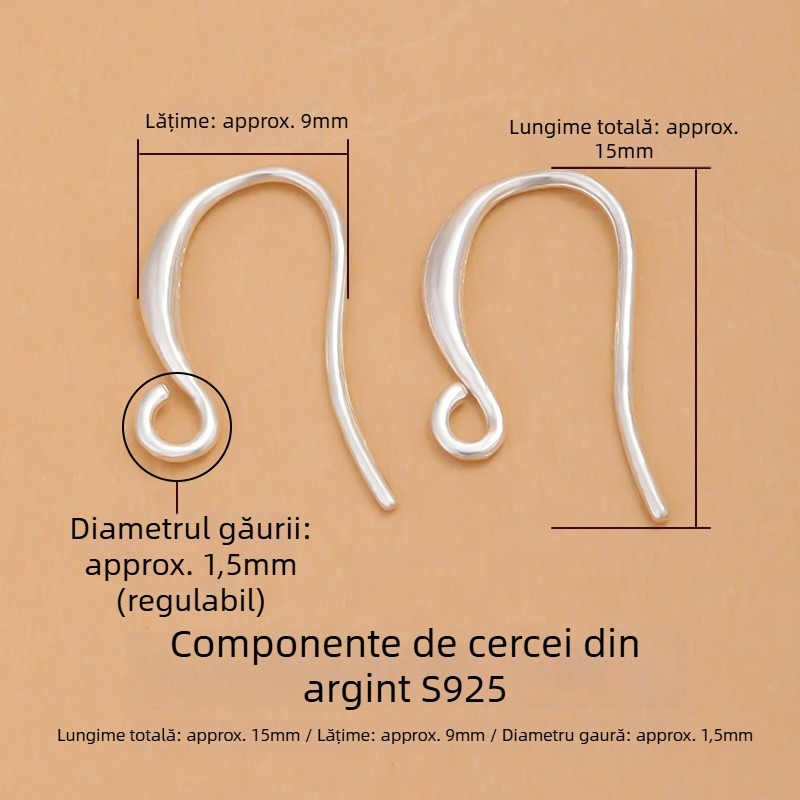 Hongma 925 Argint Cârlige U-formă pentru Cercei, Design Original