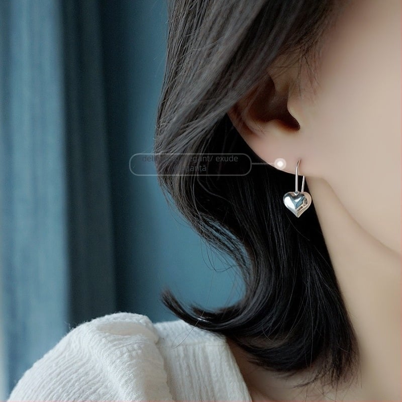 Cercei inimă din argint 925 pentru femei, 2,3 g, stil Net Red Wind