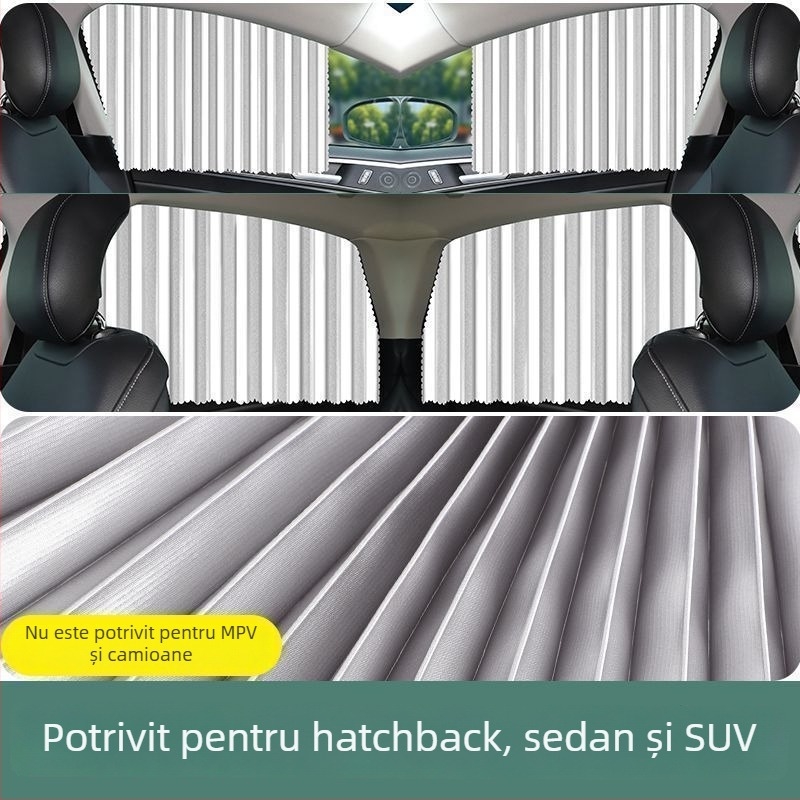 Parasolar pentru geamul mașinii - folie de aluminiu, tip transparent, montaj prin agățare