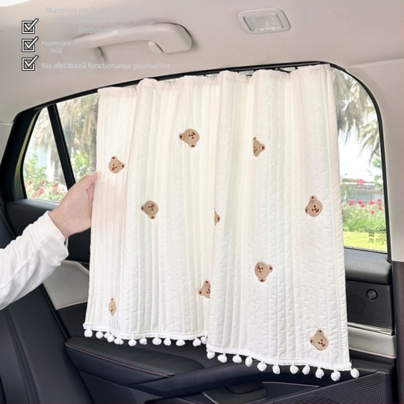 Parasolar pentru geamul mașinii cu design desen animat, țesătură opacă, montaj prin agățare