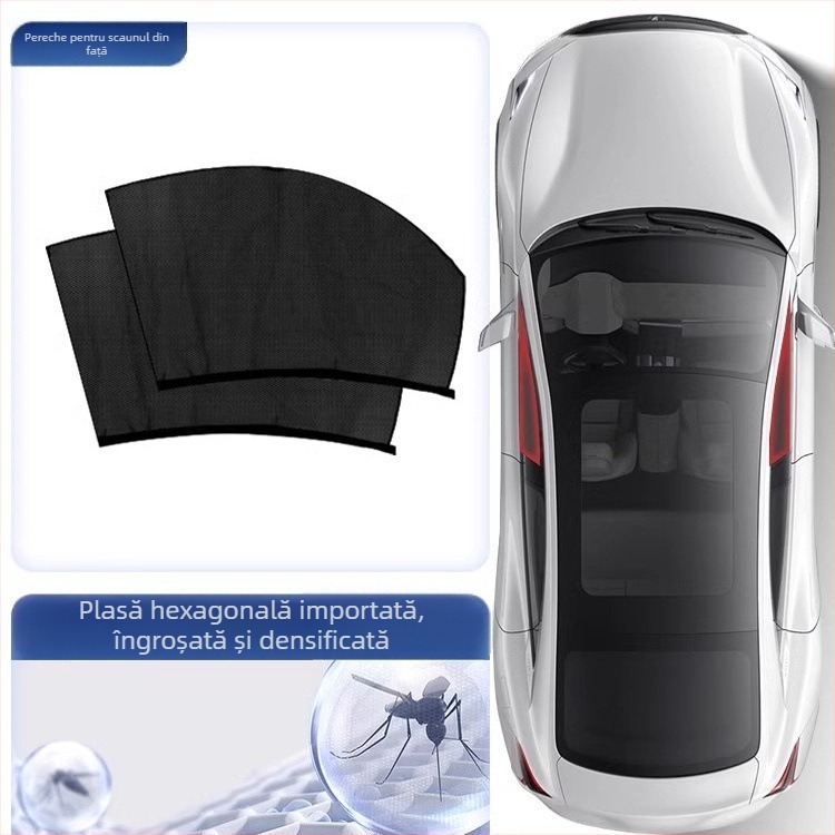 Ecran din plasă transparent pentru geamul mașinii, protecție împotriva soarelui și țânțarilor, pentru ferestrele laterale, tip agățat, compatibil cu toate modelele