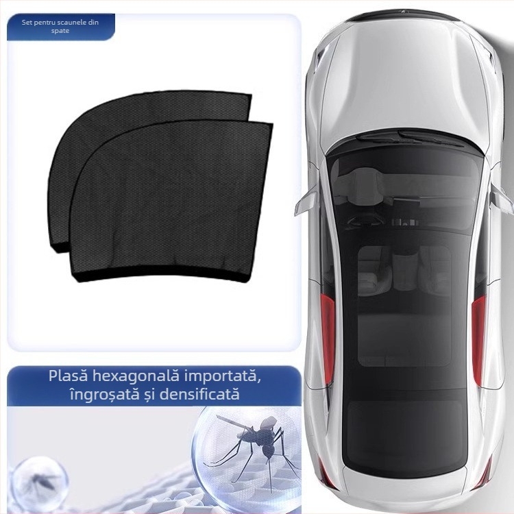 Ecran din plasă transparent pentru geamul mașinii, protecție împotriva soarelui și țânțarilor, pentru ferestrele laterale, tip agățat, compatibil cu toate modelele