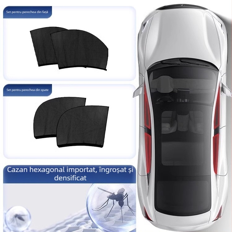 Ecran din plasă transparent pentru geamul mașinii, protecție împotriva soarelui și țânțarilor, pentru ferestrele laterale, tip agățat, compatibil cu toate modelele