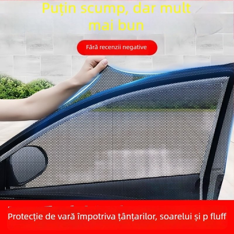 Ecran din plasă transparent pentru geamul mașinii, protecție împotriva soarelui și țânțarilor, pentru ferestrele laterale, tip agățat, compatibil cu toate modelele