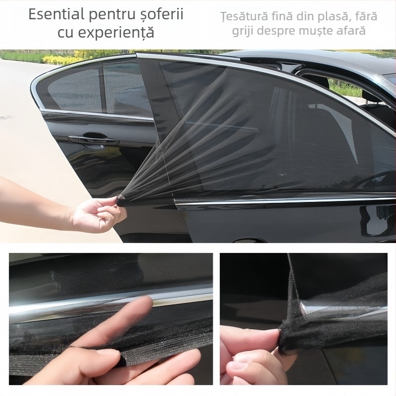 Ecran din plasă transparent pentru geamul mașinii, protecție împotriva soarelui și țânțarilor, pentru ferestrele laterale, tip agățat, compatibil cu toate modelele