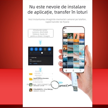 Cititor OTG de carduri cinci în unu cu interfețe Type-C, Micro USB și USB; suport pentru card TF și USB flash drive