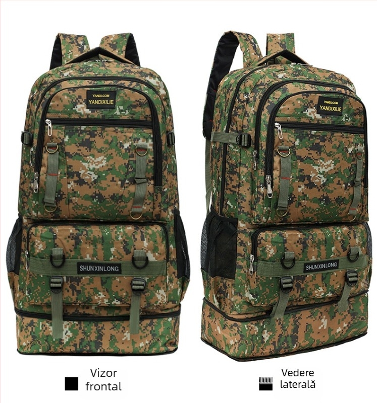 Rucsac de drumeție, nailon, impermeabil, extensibil, antifurt, curea de umăr curbată