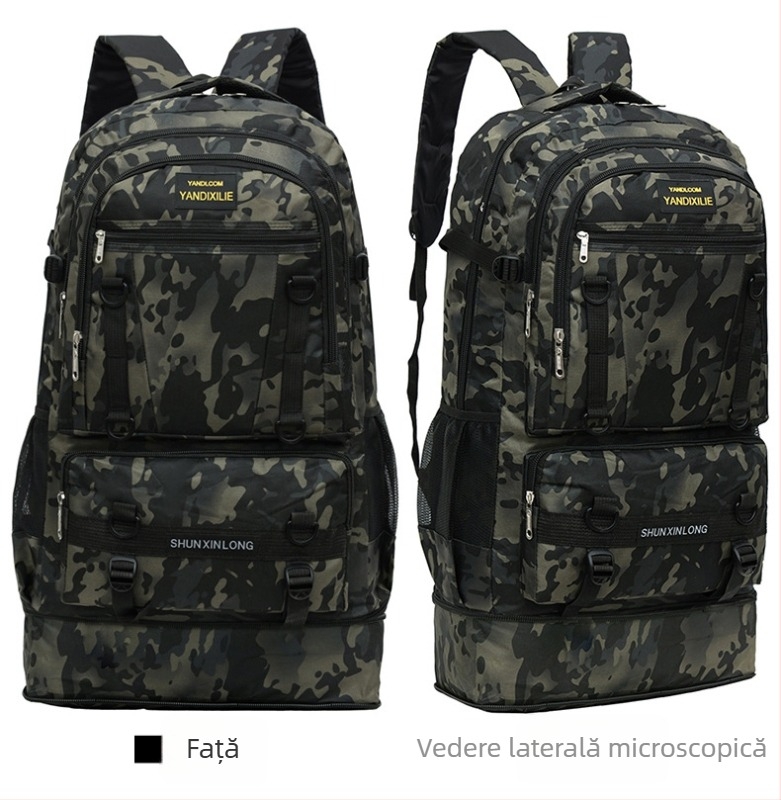 Rucsac de drumeție, nailon, impermeabil, extensibil, antifurt, curea de umăr curbată