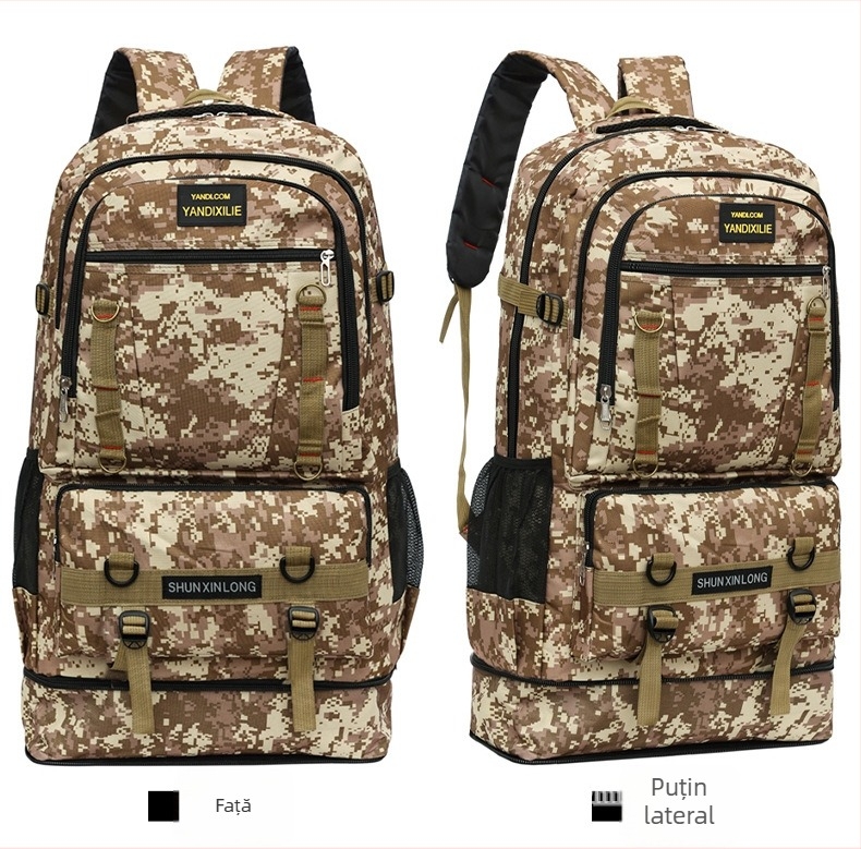 Rucsac de drumeție, nailon, impermeabil, extensibil, antifurt, curea de umăr curbată