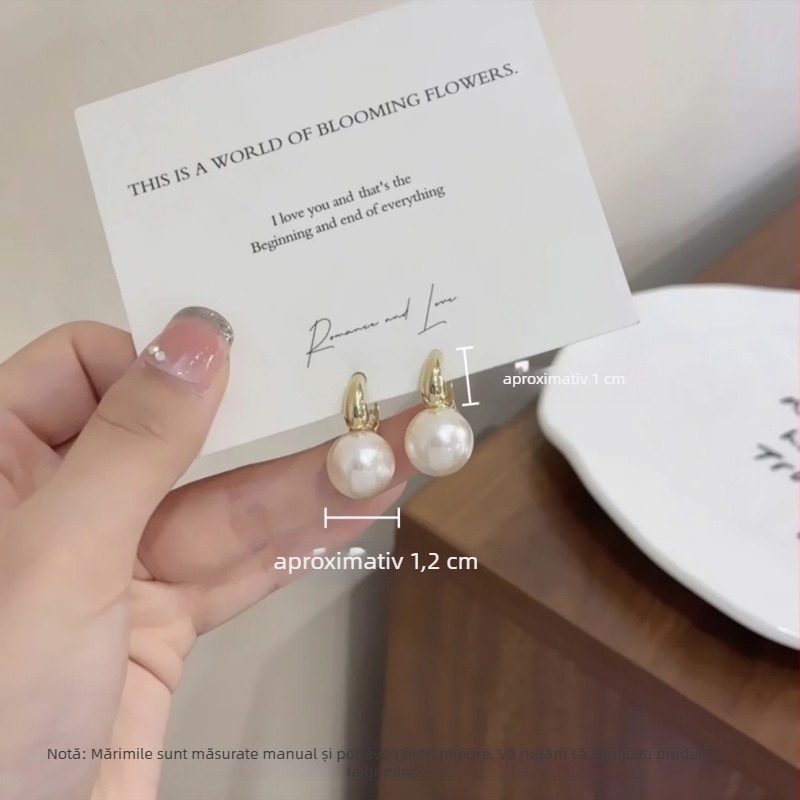 Cercei din cupru cu perle artificiale, stil minimalist geometric, placare electrolitică, toamnă 2024