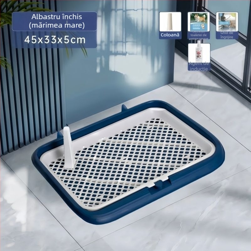 Litieră pentru câini din plastic – cu două niveluri, anti-stropire la urină, anti-pasare, pentru cățeluși, uz casnic